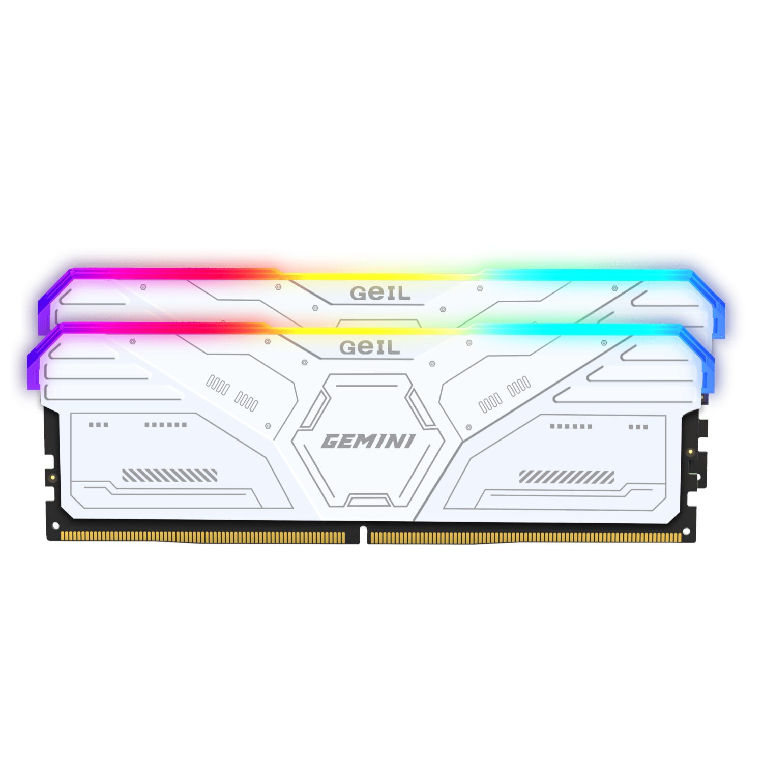GeiL Gemini RGB 32GB KIT(2X16GB) 6000MHz DDR5 Desktop Gaming Memory – White GeiL Gemini RGB 32GB KIT(2X16GB) 6000MHz DDR5 Desktop Gaming Memory – White