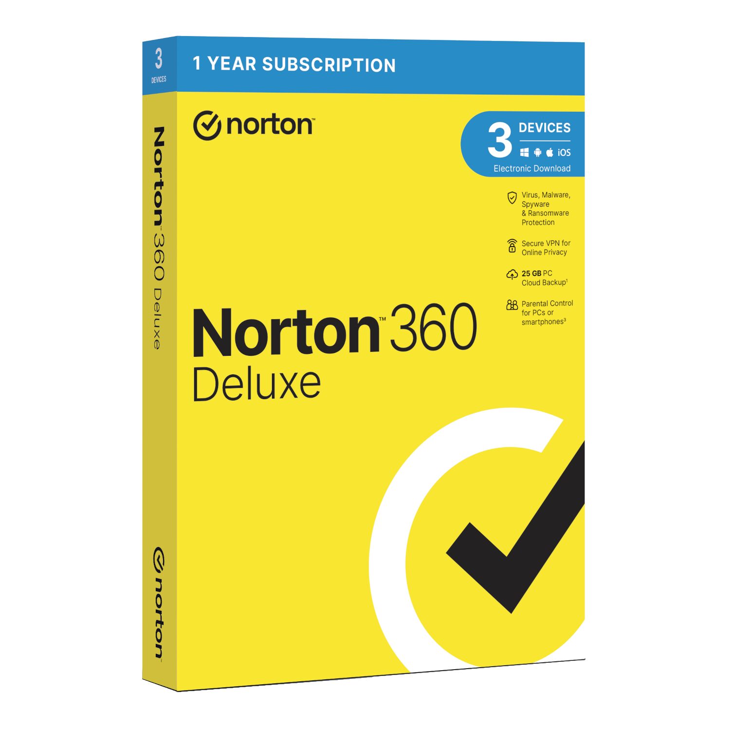 Norton 360 Deluxe 25GB – 3 Devices (Physical Package)