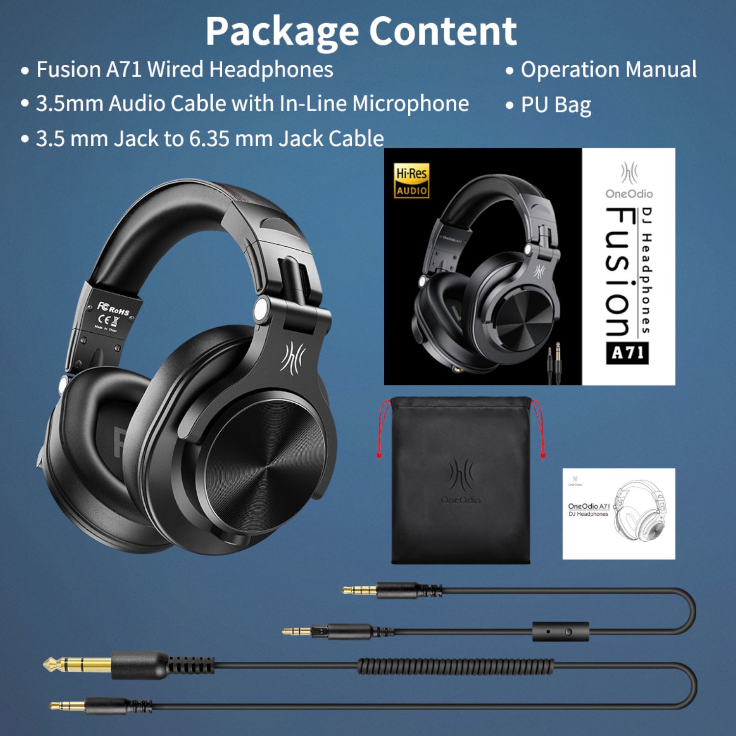 Oneodio Pro A71 Wired Headphones – Black Oneodio Pro A71 Wired Headphones – Black