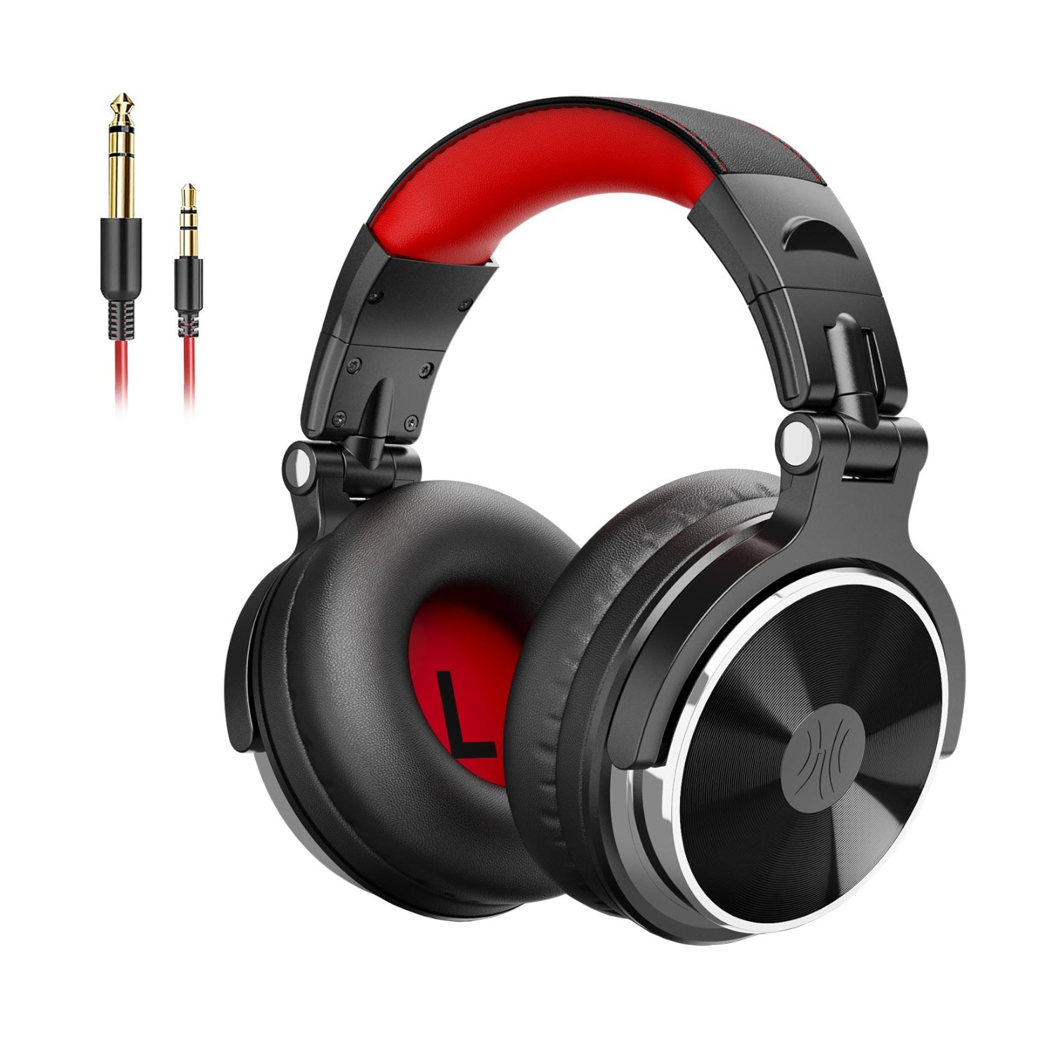 Oneodio Pro 10 Professional Wired Over Ear DJ and Studio Monitoring Headphones – Red/Black