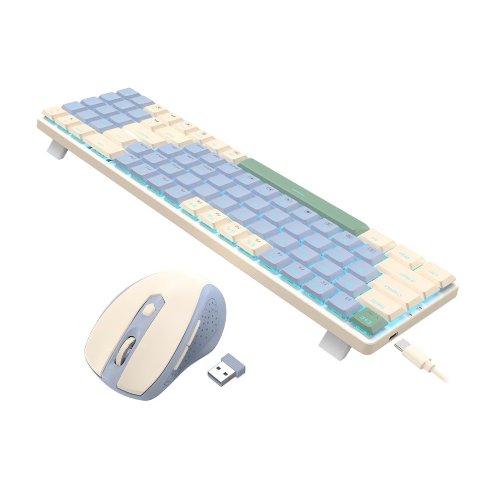 Redragon BS8772 Wireless Keyboard and Mouse Combo – Cream/Blue