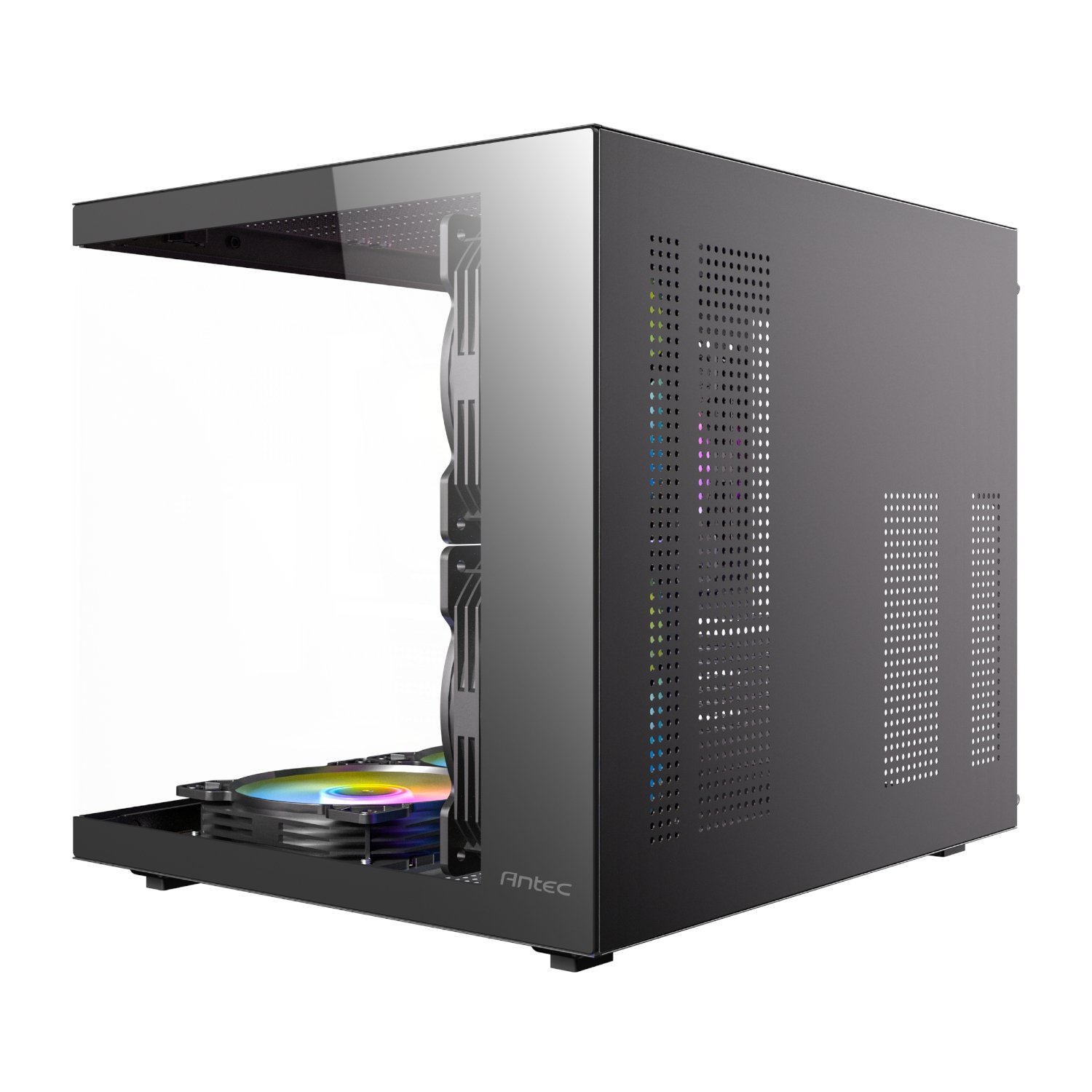 Antec VCX100M RGB Elite ATX, Micro-ATX, ITX Mini Tower Gaming Chassis – Black Antec VCX100M RGB Elite ATX, Micro-ATX, ITX Mini Tower Gaming Chassis – Black